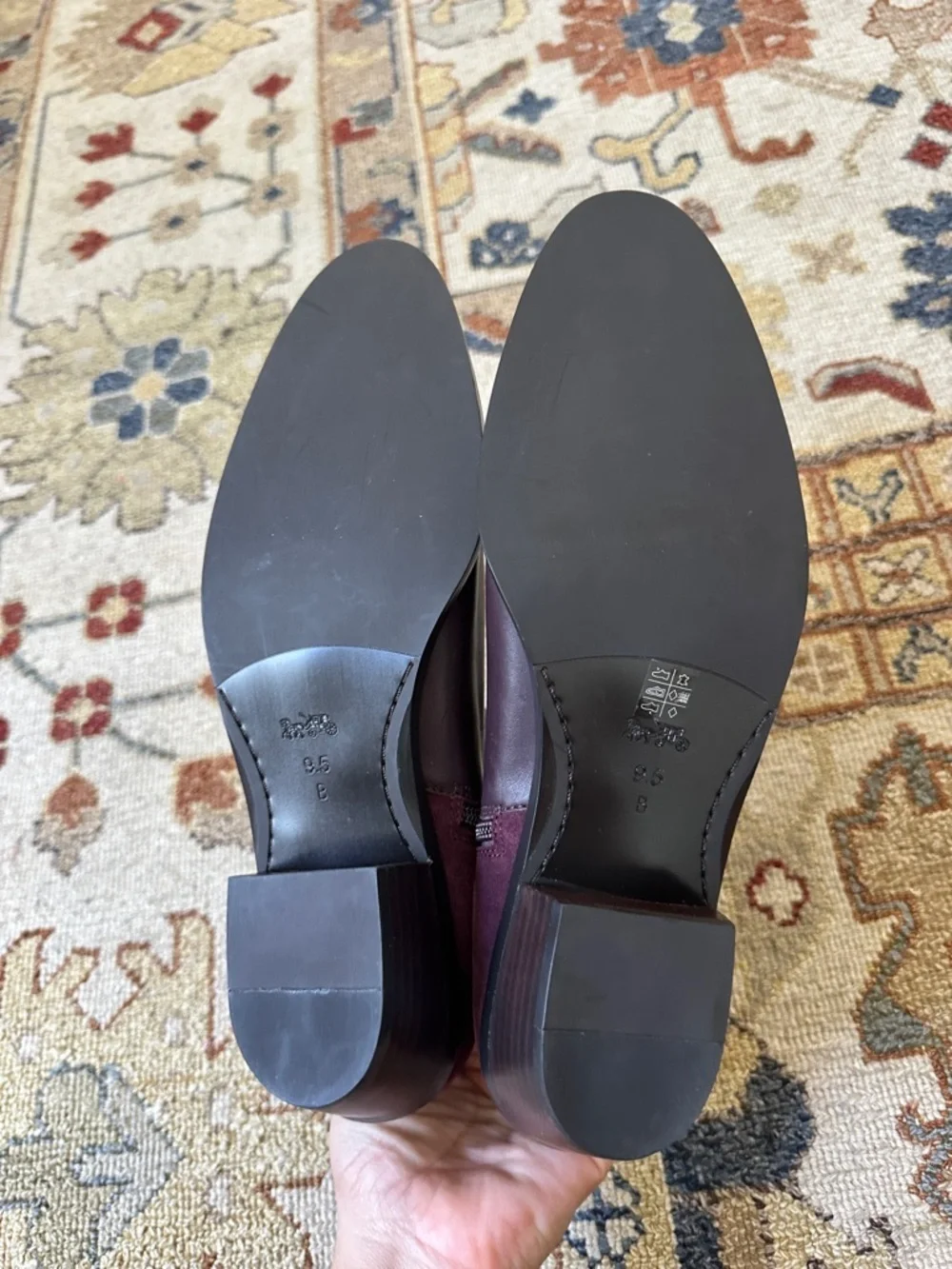 Coach Carmen Maroon Purple Leather Suede Booties sz 39.5